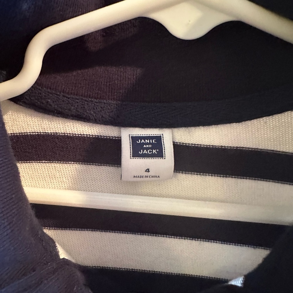 Janie and Jack Navy and White Striped Pullover size 4 - Picture 3 of 3